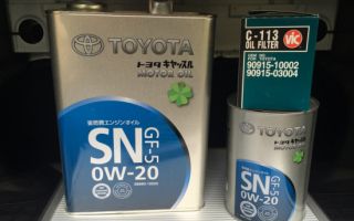 Характеристики масла Toyota 0w-20